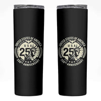 USA 250th Anniversary Statue of Liberty Vintage Crest Skinny Tumbler Celebrating Freedom 1776 to 2026 Semiquincentennial