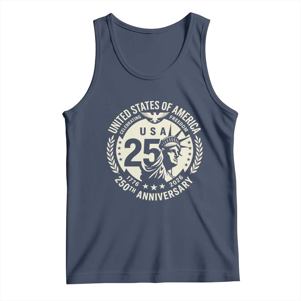 USA 250th Anniversary Statue of Liberty Vintage Crest Tank Top Celebrating Freedom 1776 to 2026 Semiquincentennial