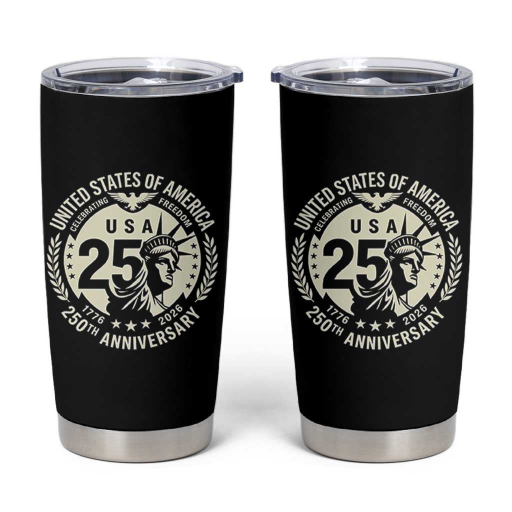 USA 250th Anniversary Statue of Liberty Vintage Crest Tumbler Cup Celebrating Freedom 1776 to 2026 Semiquincentennial