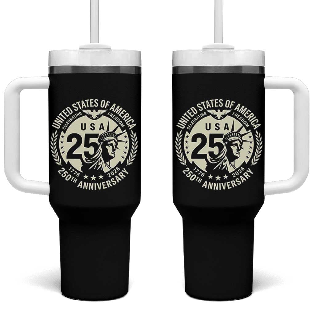 USA 250th Anniversary Statue of Liberty Vintage Crest Tumbler With Handle Celebrating Freedom 1776 to 2026 Semiquincentennial