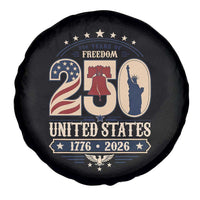 250 Years of Freedom Liberty Bell and Statue of Liberty Graphic Spare Tire Cover 1776 2026 US Pride American Flag Graphic Emblem