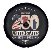 250 Years of Freedom Liberty Bell and Statue of Liberty Graphic Spare Tire Cover 1776 2026 US Pride American Flag Graphic Emblem