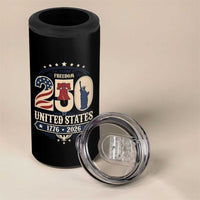 250 Years of Freedom Liberty Bell and Statue of Liberty Graphic 4 in 1 Can Cooler Tumbler 1776 2026 US Pride American Flag Graphic Emblem