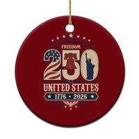 250 Years of Freedom Liberty Bell and Statue of Liberty Graphic Ceramic Ornament 1776 2026 US Pride American Flag Graphic Emblem