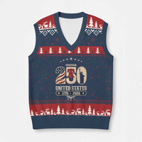 250 Years of Freedom Liberty Bell and Statue of Liberty Graphic V-Neck Knit Sweater Vest 1776 2026 US Pride American Flag Graphic Emblem