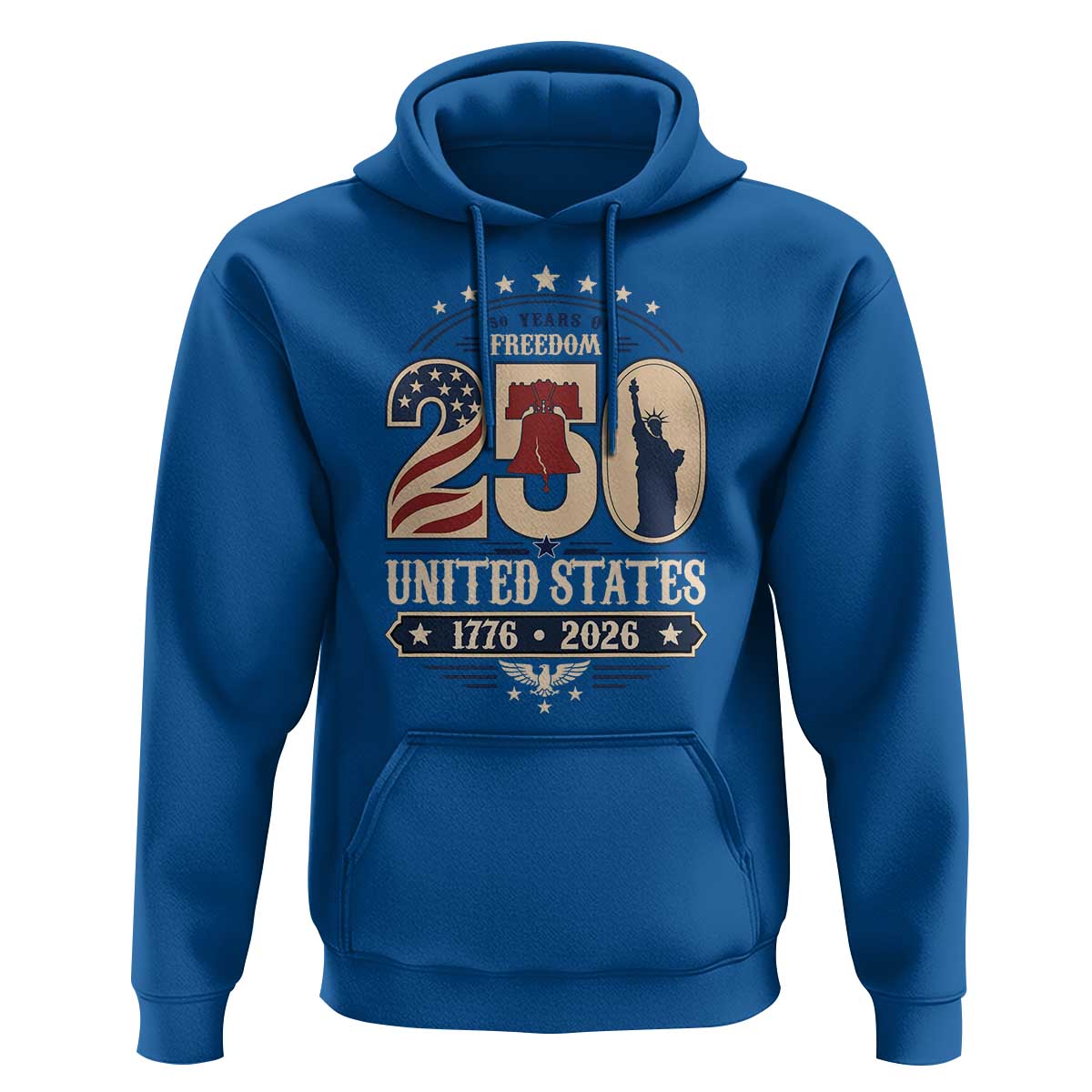250 Years of Freedom Liberty Bell and Statue of Liberty Graphic Hoodie 1776 2026 US Pride American Flag Graphic Emblem