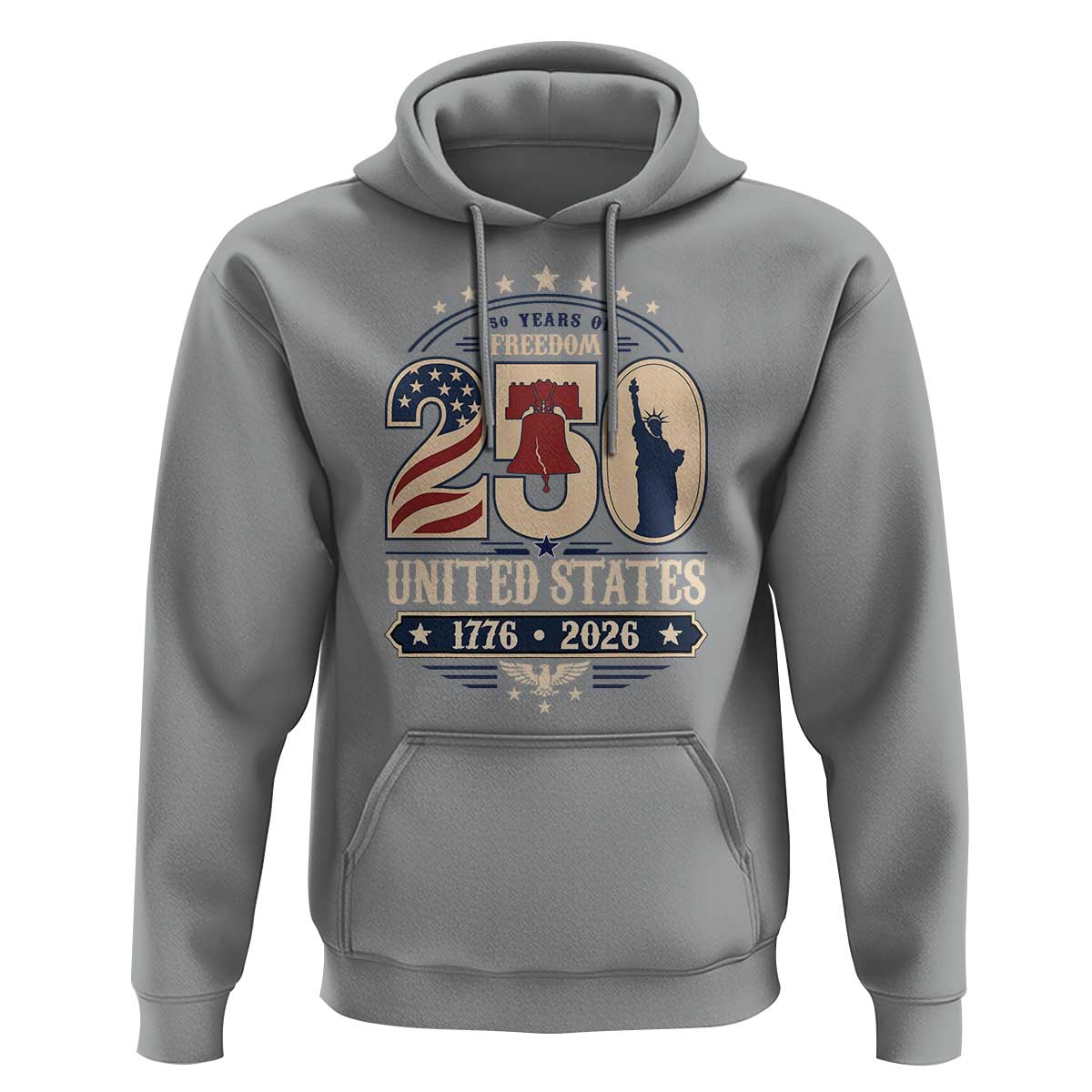 250 Years of Freedom Liberty Bell and Statue of Liberty Graphic Hoodie 1776 2026 US Pride American Flag Graphic Emblem