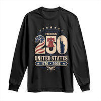 250 Years of Freedom Liberty Bell and Statue of Liberty Graphic Long Sleeve Shirt 1776 2026 US Pride American Flag Graphic Emblem
