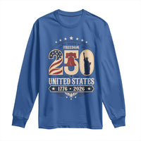 250 Years of Freedom Liberty Bell and Statue of Liberty Graphic Long Sleeve Shirt 1776 2026 US Pride American Flag Graphic Emblem