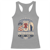 250 Years of Freedom Liberty Bell and Statue of Liberty Graphic Racerback Tank Top 1776 2026 US Pride American Flag Graphic Emblem