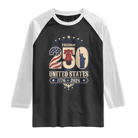 250 Years of Freedom Liberty Bell and Statue of Liberty Graphic Raglan Shirt 1776 2026 US Pride American Flag Graphic Emblem