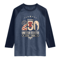 250 Years of Freedom Liberty Bell and Statue of Liberty Graphic Raglan Shirt 1776 2026 US Pride American Flag Graphic Emblem