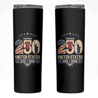 250 Years of Freedom Liberty Bell and Statue of Liberty Graphic Skinny Tumbler 1776 2026 US Pride American Flag Graphic Emblem