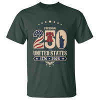 250 Years of Freedom Liberty Bell and Statue of Liberty Graphic T Shirt 1776 2026 US Pride American Flag Graphic Emblem