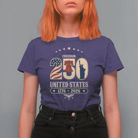 250 Years of Freedom Liberty Bell and Statue of Liberty Graphic T Shirt For Women 1776 2026 US Pride American Flag Graphic Emblem