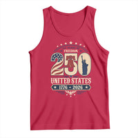 250 Years of Freedom Liberty Bell and Statue of Liberty Graphic Tank Top 1776 2026 US Pride American Flag Graphic Emblem