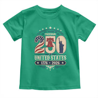 250 Years of Freedom Liberty Bell and Statue of Liberty Graphic Toddler T Shirt 1776 2026 US Pride American Flag Graphic Emblem
