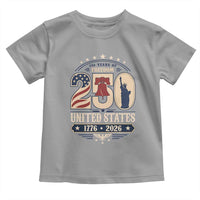 250 Years of Freedom Liberty Bell and Statue of Liberty Graphic Toddler T Shirt 1776 2026 US Pride American Flag Graphic Emblem