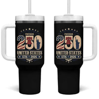 250 Years of Freedom Liberty Bell and Statue of Liberty Graphic Tumbler With Handle 1776 2026 US Pride American Flag Graphic Emblem
