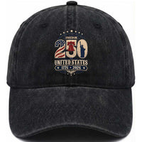 250 Years of Freedom Liberty Bell and Statue of Liberty Graphic Washed Cotton Baseball Cap 1776 2026 US Pride American Flag Graphic Emblem