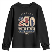 250 Years of Freedom Liberty Bell and Statue of Liberty Graphic Youth Sweatshirt 1776 2026 US Pride American Flag Graphic Emblem