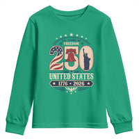 250 Years of Freedom Liberty Bell and Statue of Liberty Graphic Youth Sweatshirt 1776 2026 US Pride American Flag Graphic Emblem