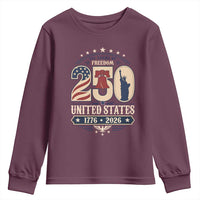 250 Years of Freedom Liberty Bell and Statue of Liberty Graphic Youth Sweatshirt 1776 2026 US Pride American Flag Graphic Emblem