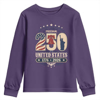 250 Years of Freedom Liberty Bell and Statue of Liberty Graphic Youth Sweatshirt 1776 2026 US Pride American Flag Graphic Emblem