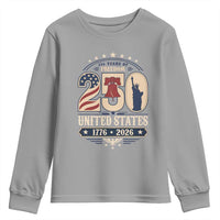 250 Years of Freedom Liberty Bell and Statue of Liberty Graphic Youth Sweatshirt 1776 2026 US Pride American Flag Graphic Emblem