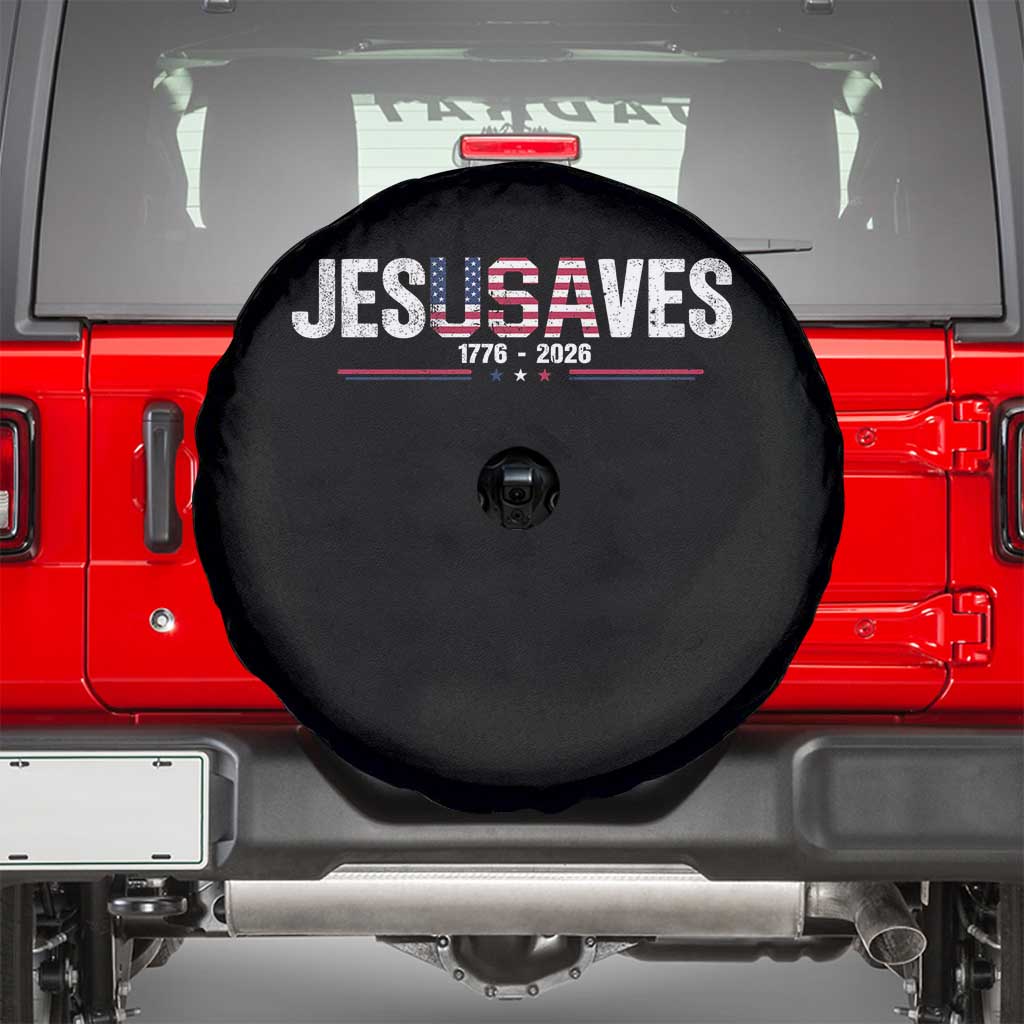 Jesus Saves USA Semiquincentennial 1776 2026 Spare Tire Cover Patriotic Christian Faith USA 250 Years of Freedom
