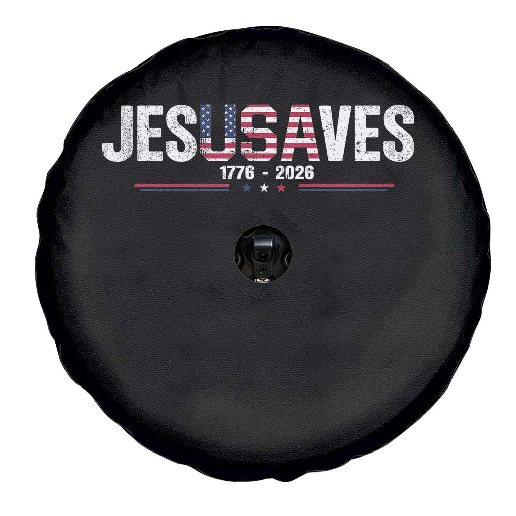 Jesus Saves USA Semiquincentennial 1776 2026 Spare Tire Cover Patriotic Christian Faith USA 250 Years of Freedom