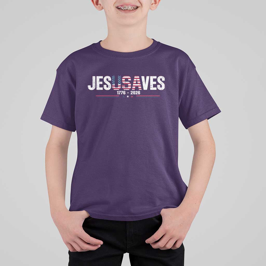 Jesus Saves USA Semiquincentennial 1776 2026 T Shirt For Kid Patriotic Christian Faith USA 250 Years of Freedom