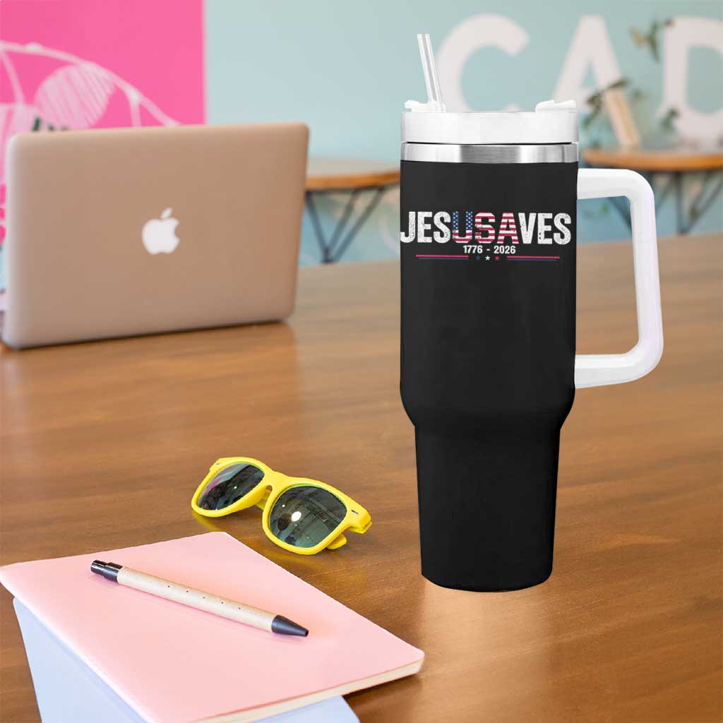 Jesus Saves USA Semiquincentennial 1776 2026 Tumbler With Handle Patriotic Christian Faith USA 250 Years of Freedom