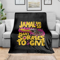 Jamal Has So Many Sorries To Give Throw Blanket Funny Fire Breathing Hammerhead Shark Gamer