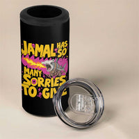 Jamal Has So Many Sorries To Give 4 in 1 Can Cooler Tumbler Funny Fire Breathing Hammerhead Shark Gamer