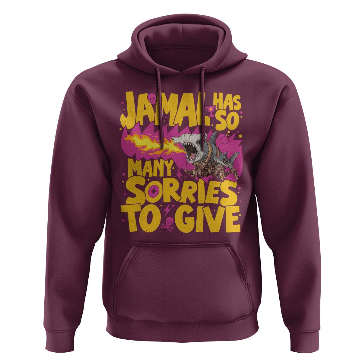 Jamal Has So Many Sorries To Give Hoodie Funny Fire Breathing Hammerhead Shark Gamer