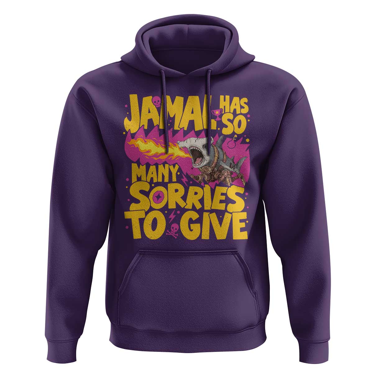 Jamal Has So Many Sorries To Give Hoodie Funny Fire Breathing Hammerhead Shark Gamer