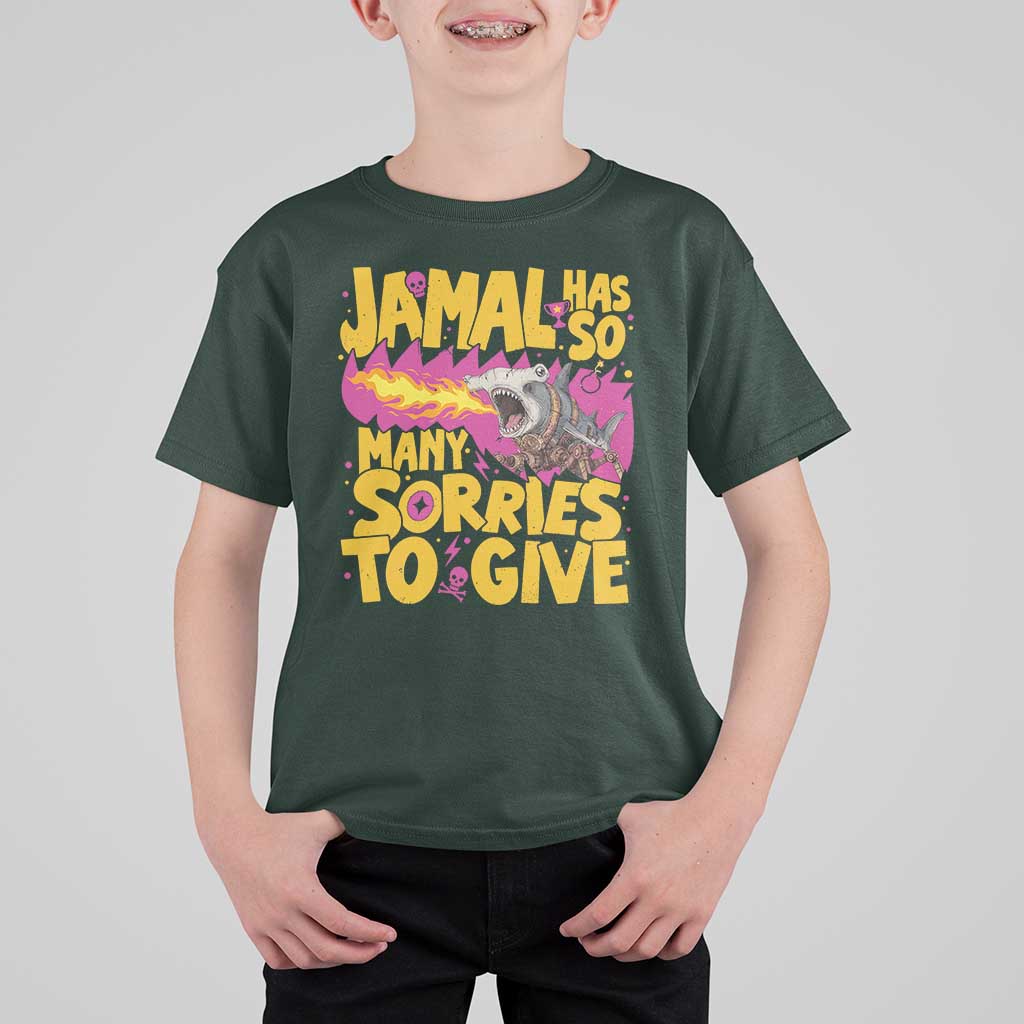 Jamal Has So Many Sorries To Give T Shirt For Kid Funny Fire Breathing Hammerhead Shark Gamer
