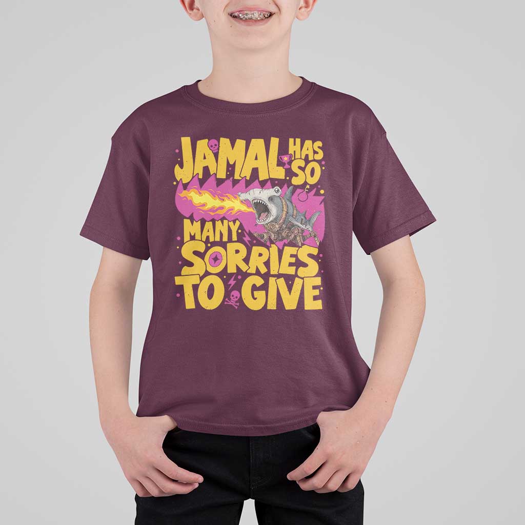 Jamal Has So Many Sorries To Give T Shirt For Kid Funny Fire Breathing Hammerhead Shark Gamer