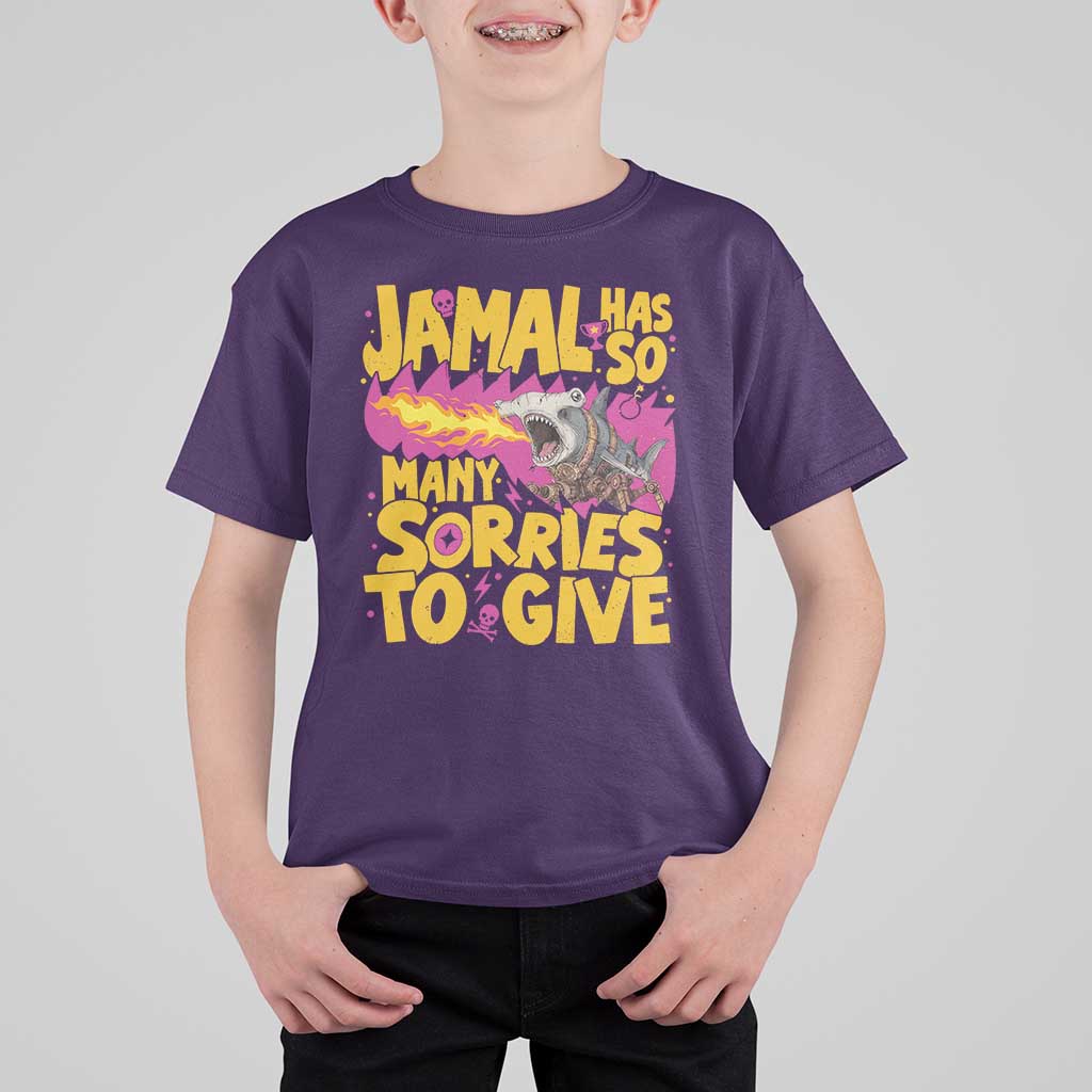Jamal Has So Many Sorries To Give T Shirt For Kid Funny Fire Breathing Hammerhead Shark Gamer