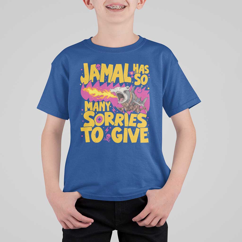 Jamal Has So Many Sorries To Give T Shirt For Kid Funny Fire Breathing Hammerhead Shark Gamer