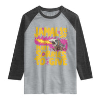 Jamal Has So Many Sorries To Give Raglan Shirt Funny Fire Breathing Hammerhead Shark Gamer