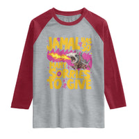 Jamal Has So Many Sorries To Give Raglan Shirt Funny Fire Breathing Hammerhead Shark Gamer
