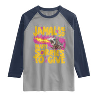 Jamal Has So Many Sorries To Give Raglan Shirt Funny Fire Breathing Hammerhead Shark Gamer
