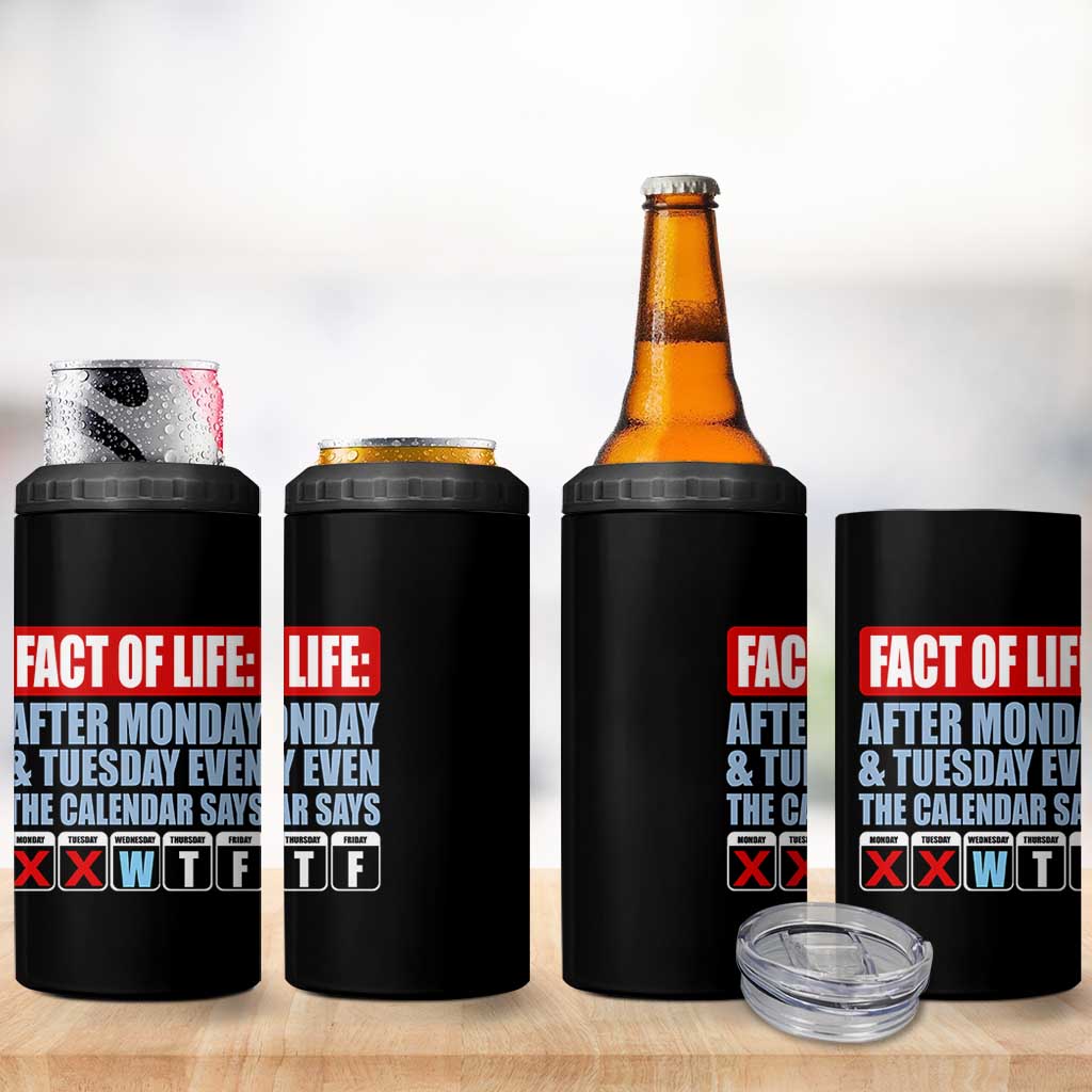 Fact Of Life Even The Calendar Says WTF 4 in 1 Can Cooler Tumbler Funny Sarcastic Workplace Weekday Humor