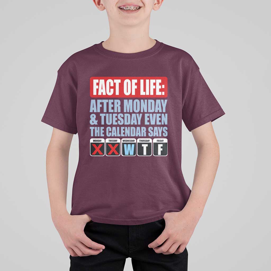 Fact Of Life Even The Calendar Says WTF T Shirt For Kid Funny Sarcastic Workplace Weekday Humor