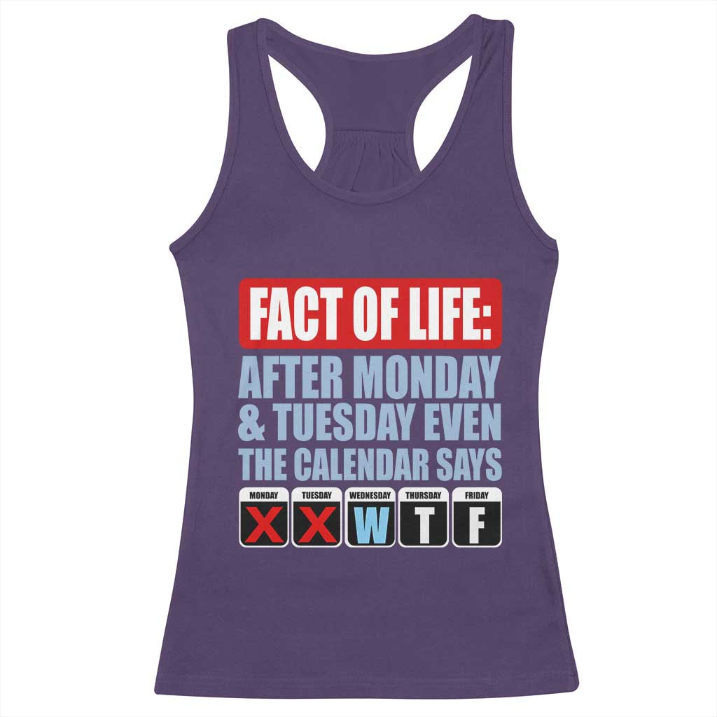 Fact Of Life Even The Calendar Says WTF Racerback Tank Top Funny Sarcastic Workplace Weekday Humor