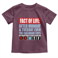 Fact Of Life Even The Calendar Says WTF Toddler T Shirt Funny Sarcastic Workplace Weekday Humor