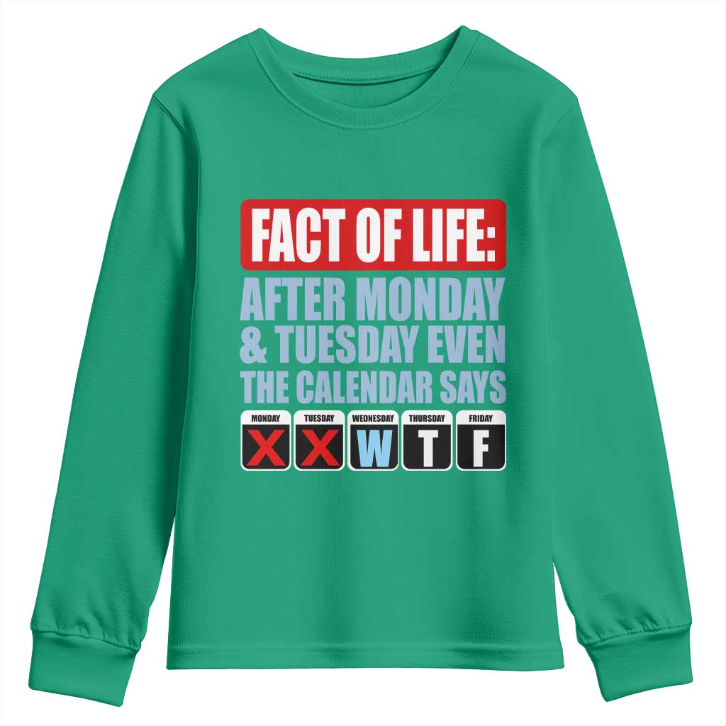 Fact Of Life Even The Calendar Says WTF Youth Sweatshirt Funny Sarcastic Workplace Weekday Humor