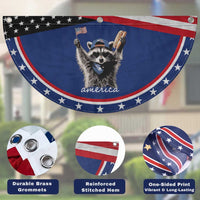 Funny America Raccoon Happy 4th of July Patriotic Fan Flag Holding Hotdog and US Flag Graphic